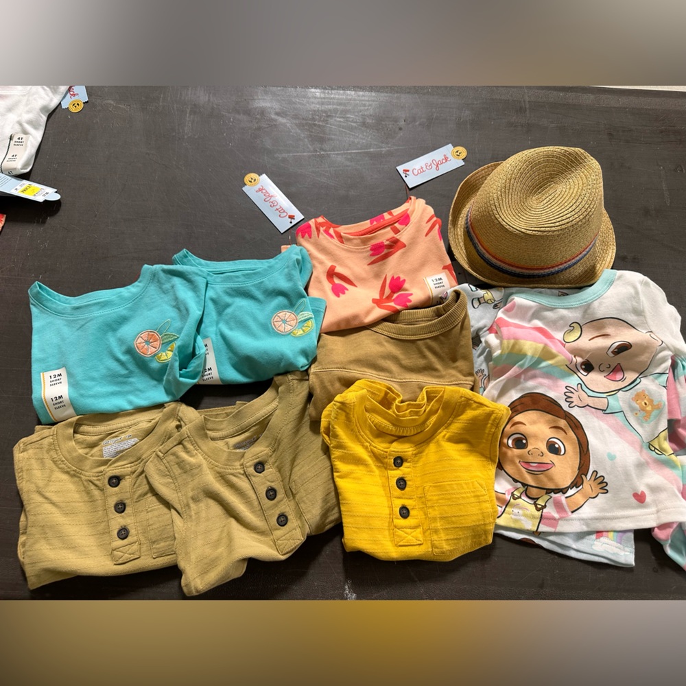 Cat & Jack‎ Yellow and Blue Short Sleeve Tees 12 mo lot